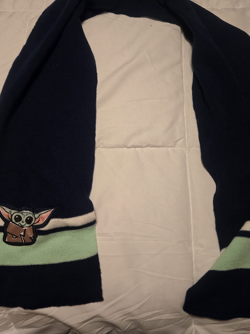 Star Wars Kids Crewneck Scarf with Grogu Patch - Navy and Mint